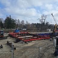 Schleuse Friedenthal man sieht die Baustelle der Schleuse Friedenthal